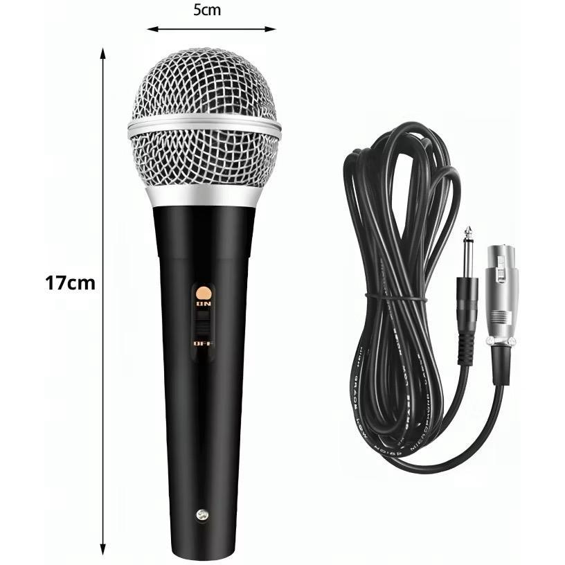 Microfone em Metal Profissional Dinâmico com Fio 2,8m Cabo Plug P10 p/ Aula Igreja Palestra Cantar Entrevista Karaokê