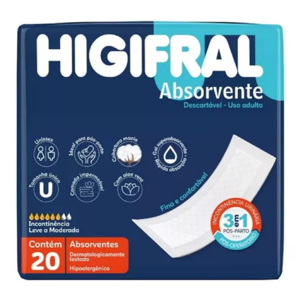 Absorvente Geriátrico Higifral Com 20 Unidades - Eurofral