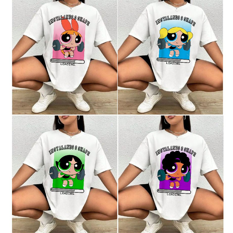 Camiseta de ACADEMIA meninas super poderosas, blusa para treino com amigas, docinho lindinha e florzinha, plus size