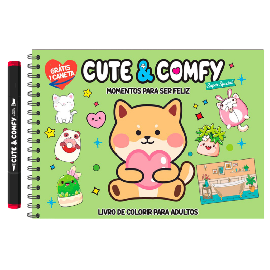 Cute & Comfy Super Special Edição 2 - Livro de Colorir Adulto - Espiral com Caneta