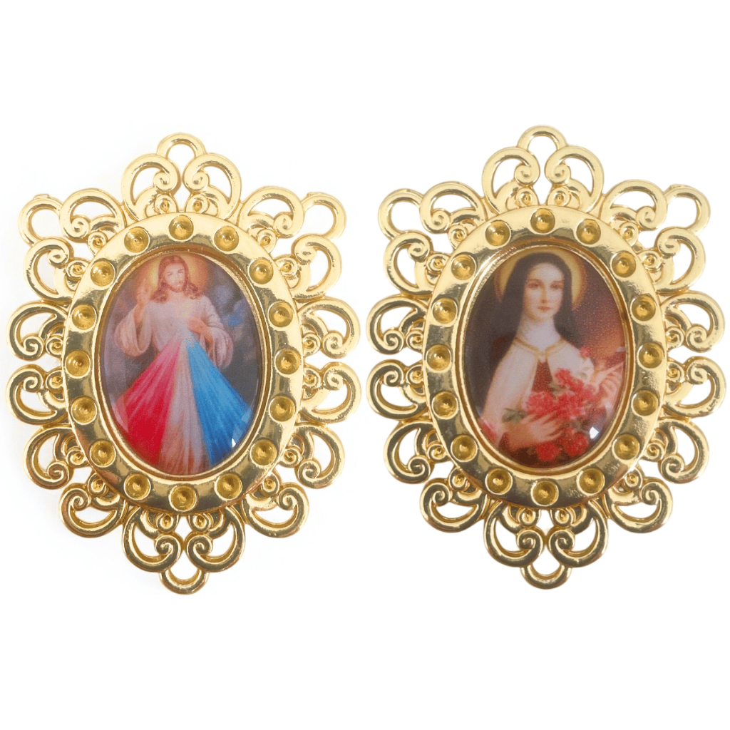 Kit 2 Entremeios Camafeu Para Terço Jesus Nossa Senhora Santos Dourado Cataforético Imagem Religiosa
