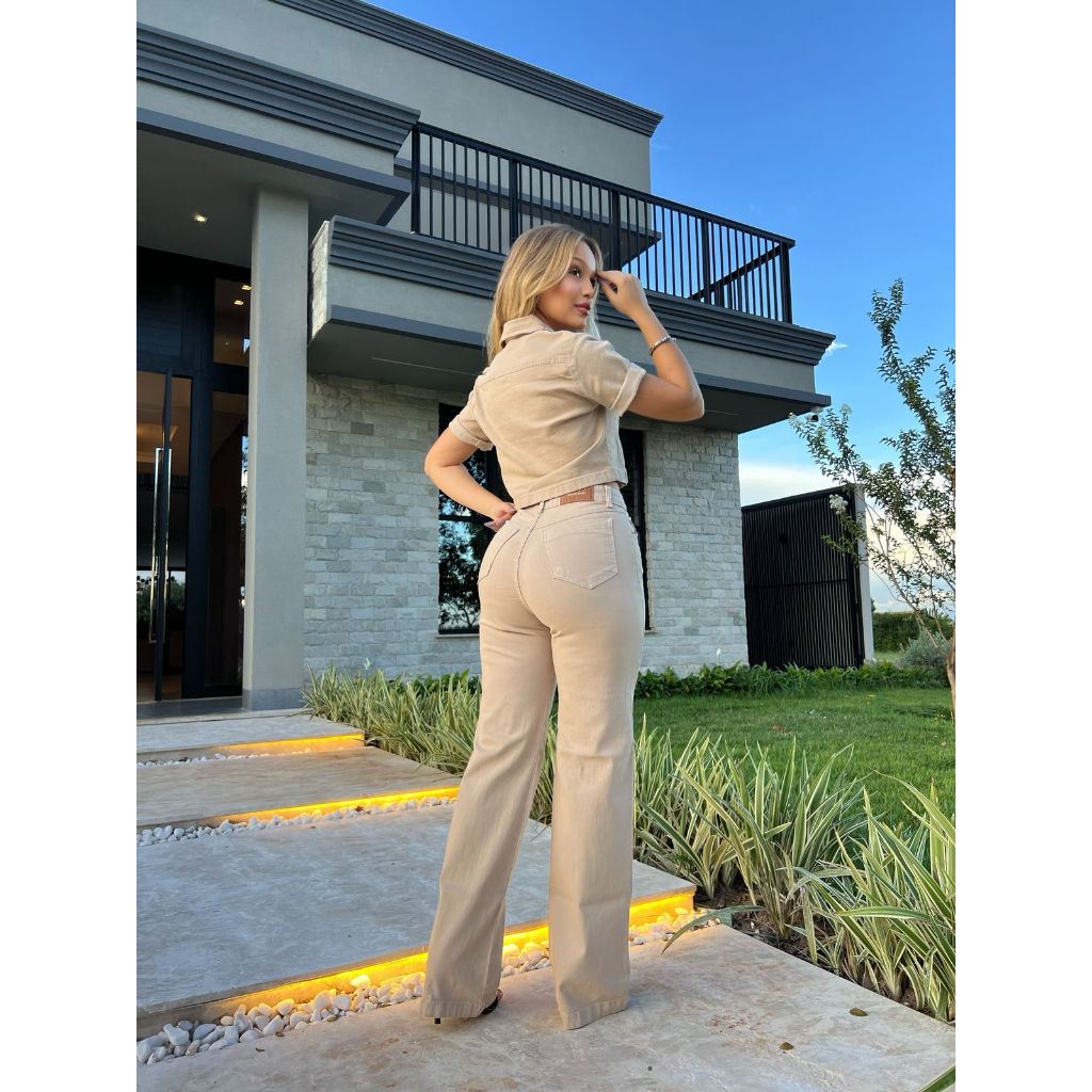 Calça Wide Leg Jeans Moda Estilo Conforto Look Casual  Tecido Confortável