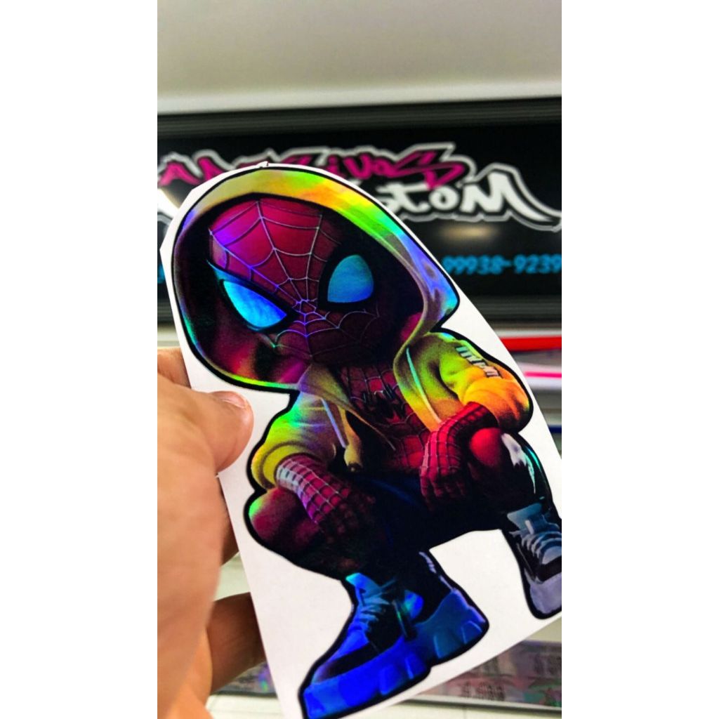 Adesivo homem aranha holografico para moto bau bike