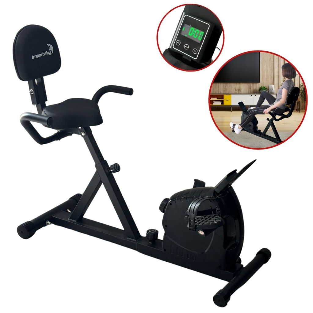 Importway Bicicleta Ergométrica Horizontal Magnética com Monitor Digital Assento Ajustavel em Oferta na Shopee