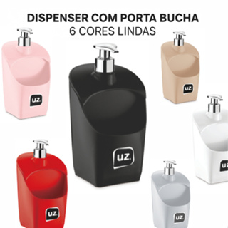 Dispenser Porta Detergente e Bucha 1UN ou 2UN Pescante Metalizado Plástico Sólido Pia Cozinha Bancada UZ em Oferta na Shopee