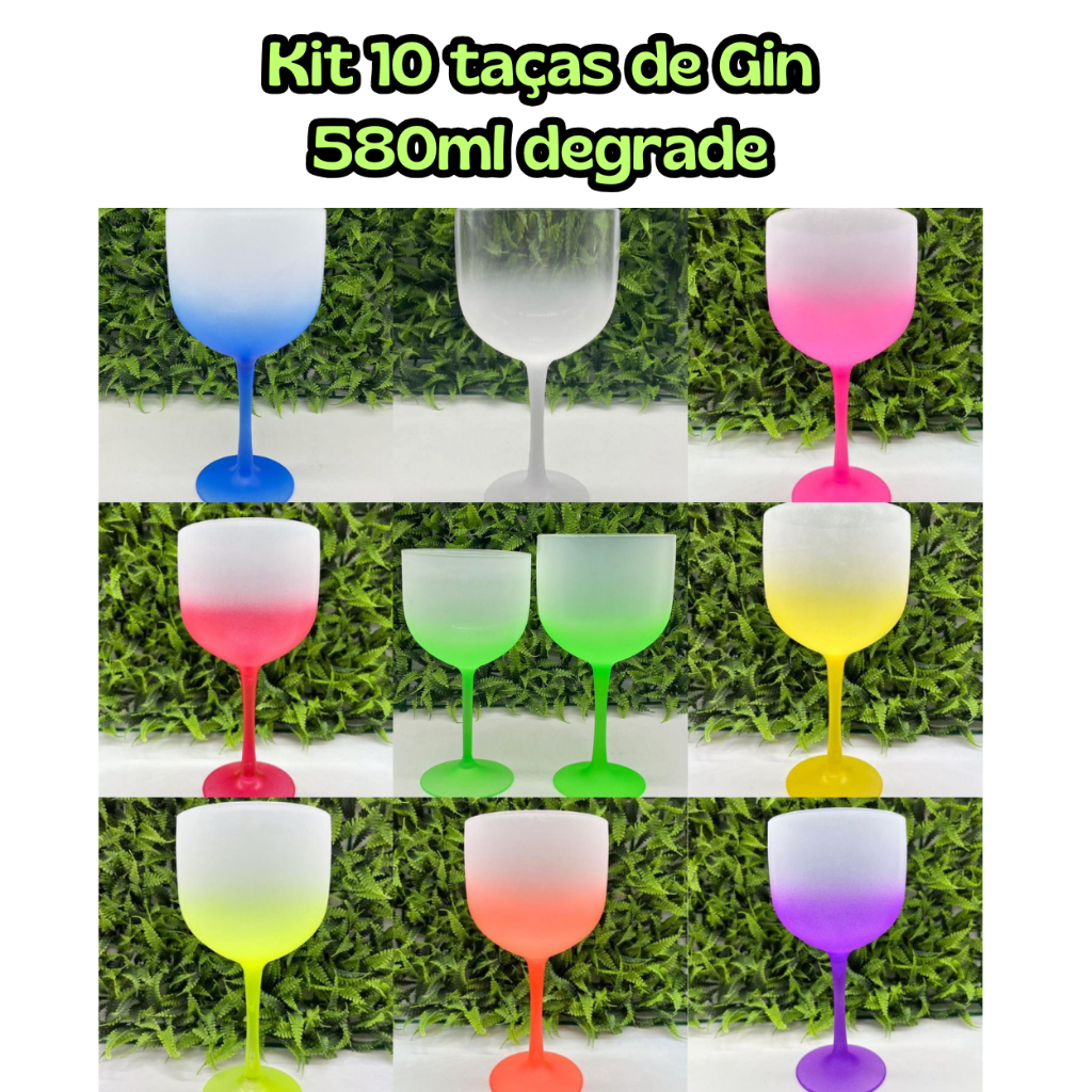 Kit 10 taças de Gin 580ml degrade - LISAS em Oferta na Shopee