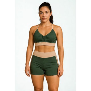 Conjunto Academia Moda Fitness feminina  Short Cós Alto E Top Forrado Zero Transparência Suplex em Oferta na Shopee
