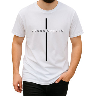 Camiseta Basica Gola Redonda Estampada 100% Algodão Premium Jesus Cruz