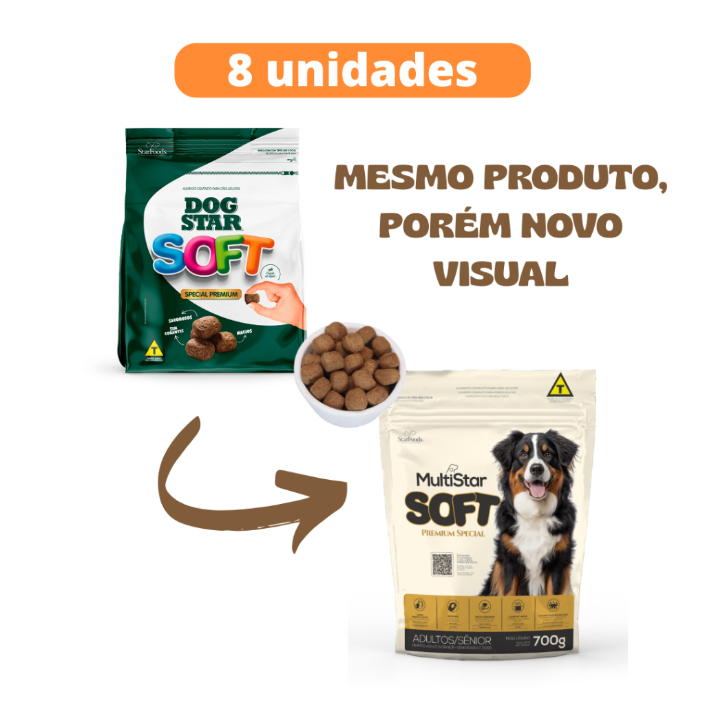 8 Rações Macias Premium Especial Dogstar Soft Sem Corantes Para Cães - 700g cada