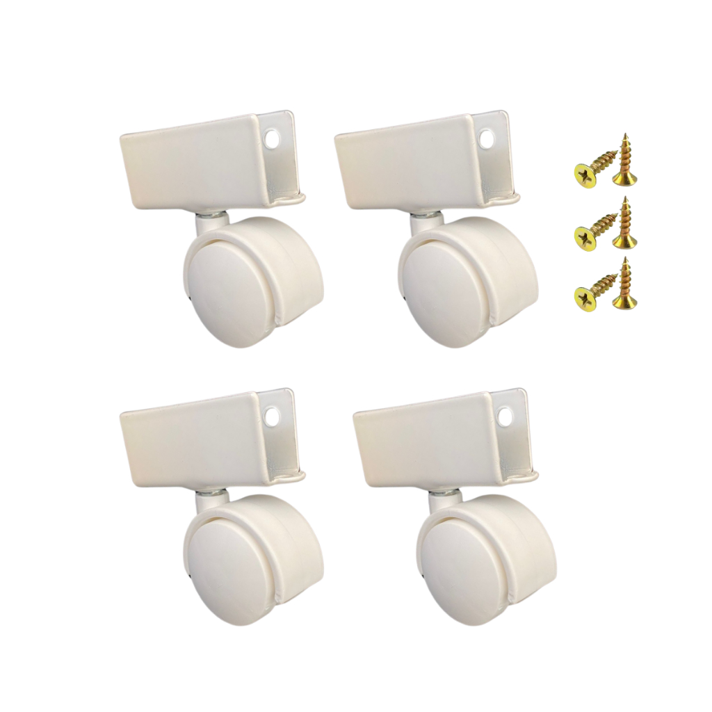 8 Rodizio Rodinha 40mm 4cm Branca Chapa U 15mm Giratória 360º Roda Para Berço Escrivaninha Rack Mesas Móveis 240kg