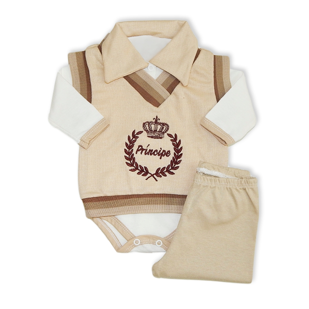 Conjunto de Bebê Menino Recém Nascido Princípe em Oferta na Shopee