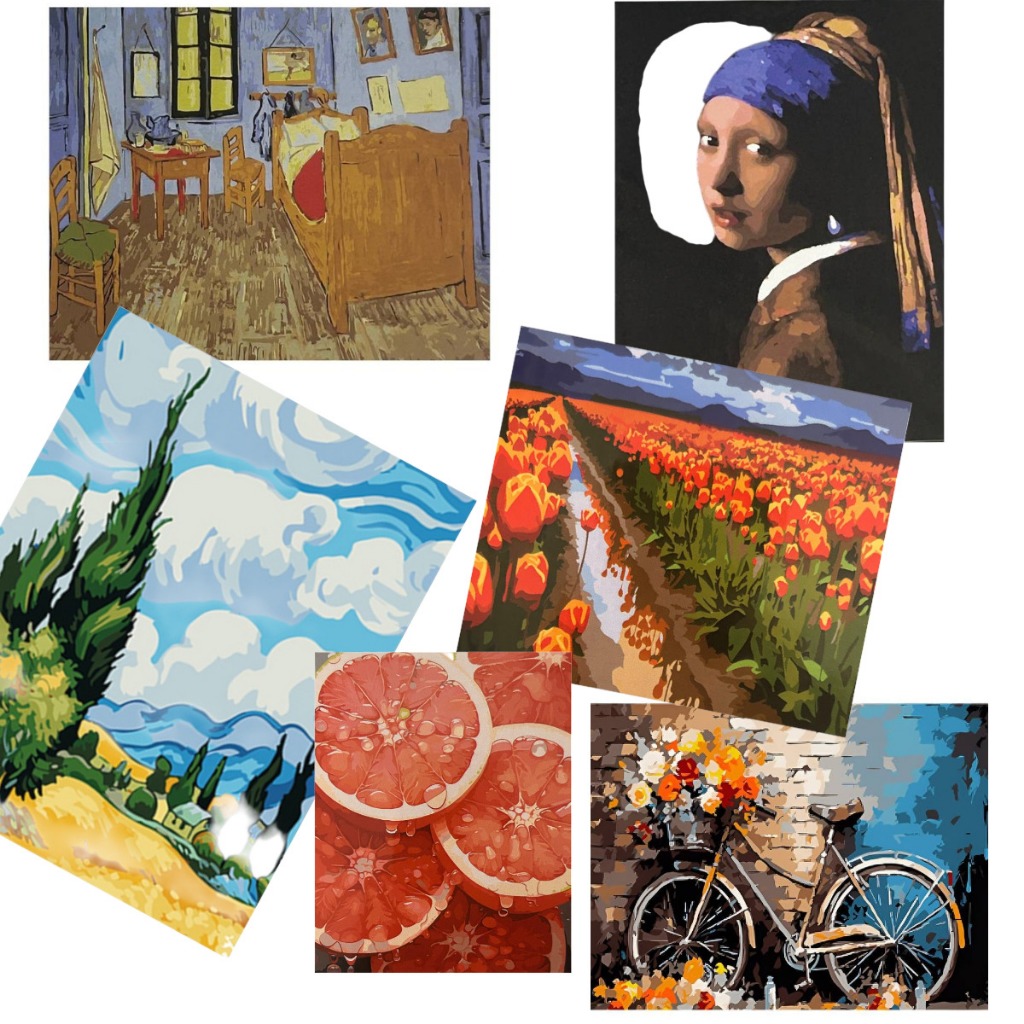 Kit Tela Riscada 40x50 pintura numerada acrilica pinceis