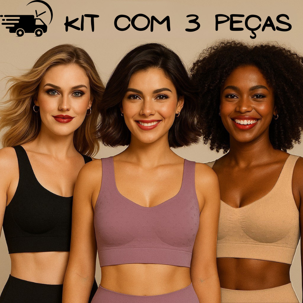 Kit 3 Top COM Bojo Sem Costura – Sutiã Fitness com Alça Confortável para Academia