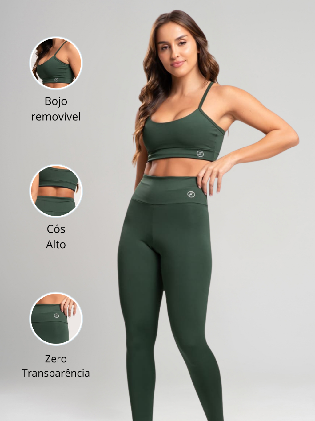 Conjunto Fitness Calça Legging e Top Element Suplex Zero Transparência Academia Feminina