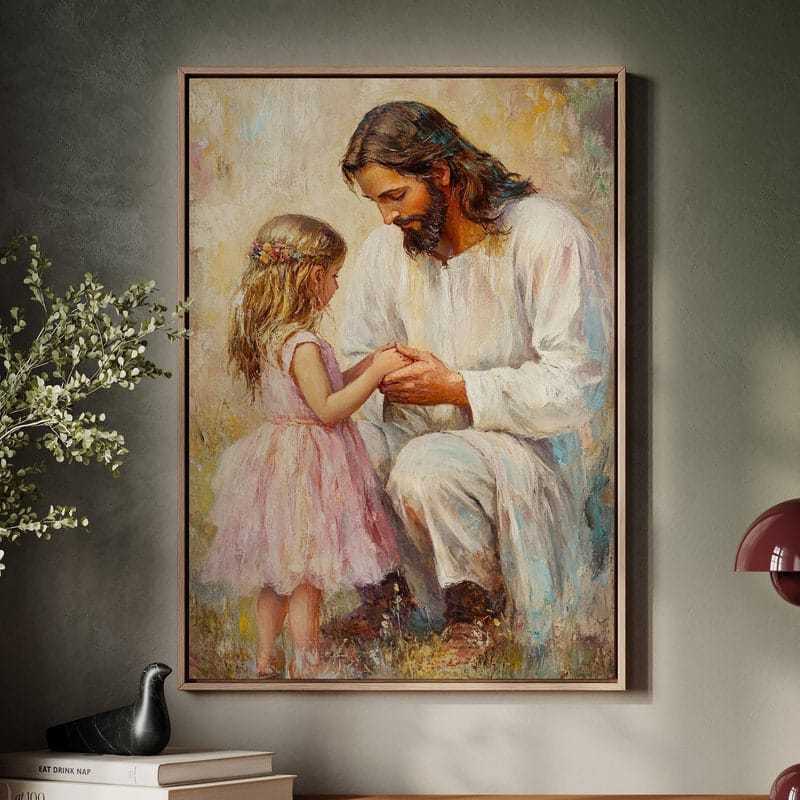 Quadro Jesus com Criança - Arte Religiosa Cristã Decorativa em Oferta na Shopee