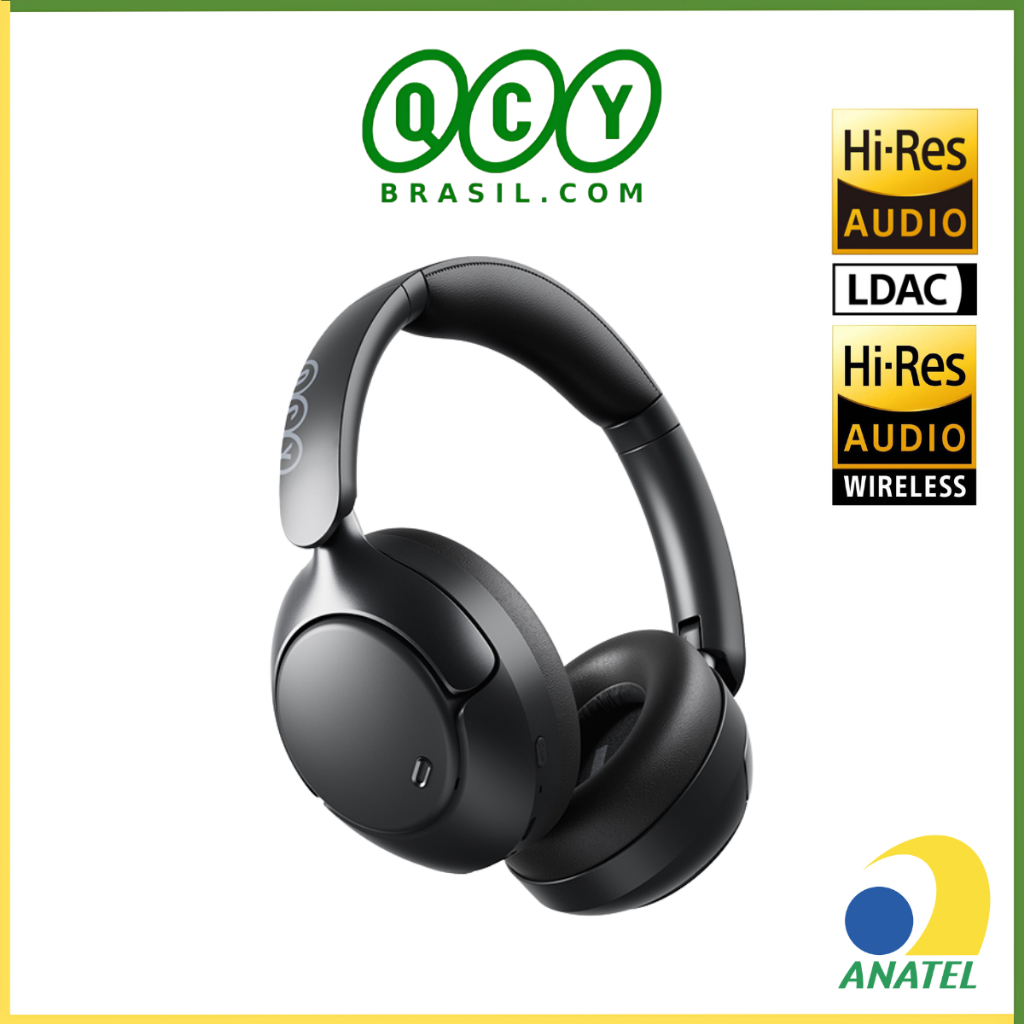 Headphone QCY H3 Pro ANC Hi-Res Fone Sem Fio Bluetooth 5.4 LDAC Hi-Fi Áudio 360º - Audio