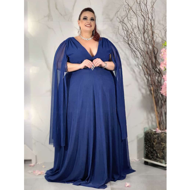 Vestido Longo de Festa Plus Size Capão Chic Glamouroso Elegante Sofisticado Casamento