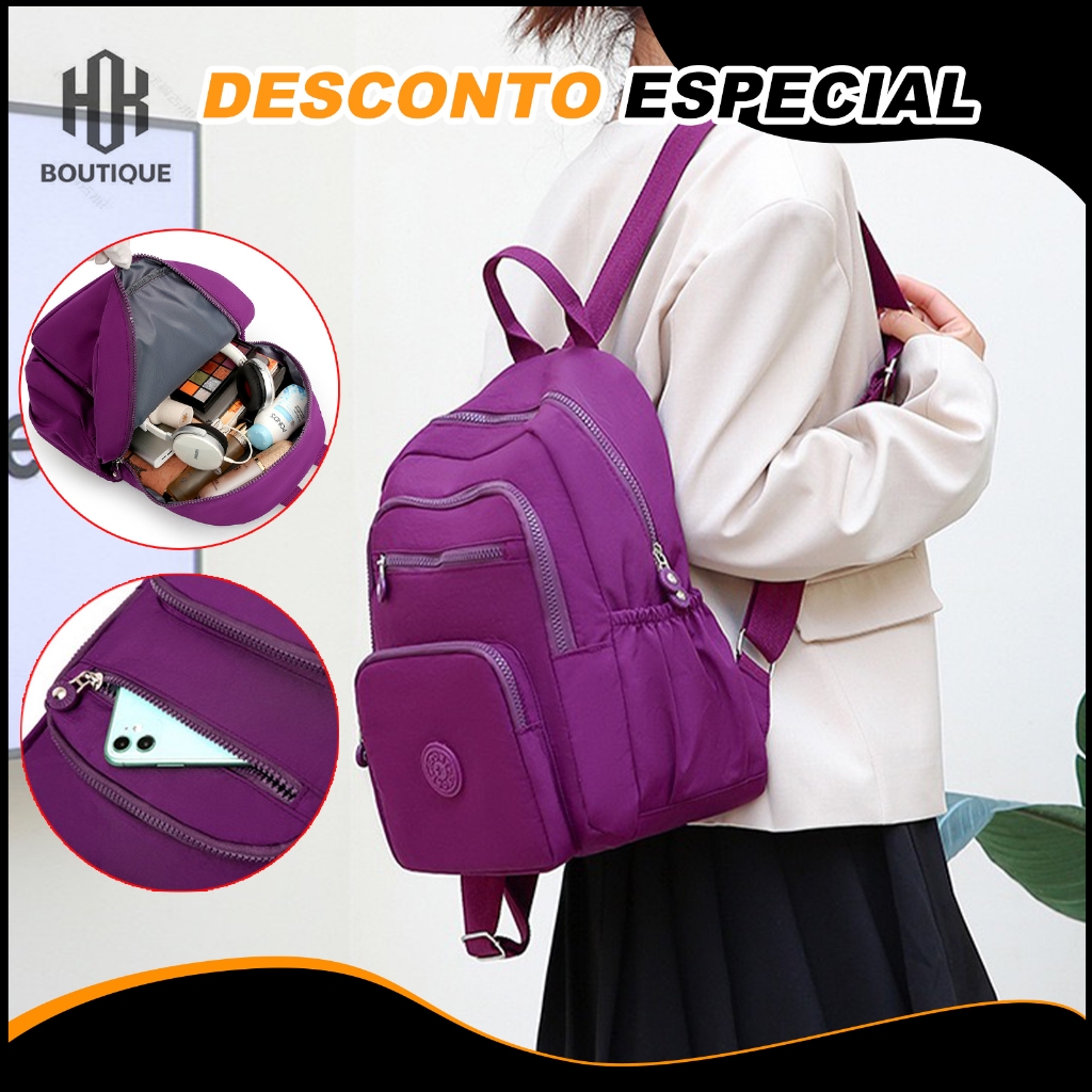Mochila Feminina Escolar Passeio e Trabalho Forrada em Nylon kpling em Oferta na Shopee