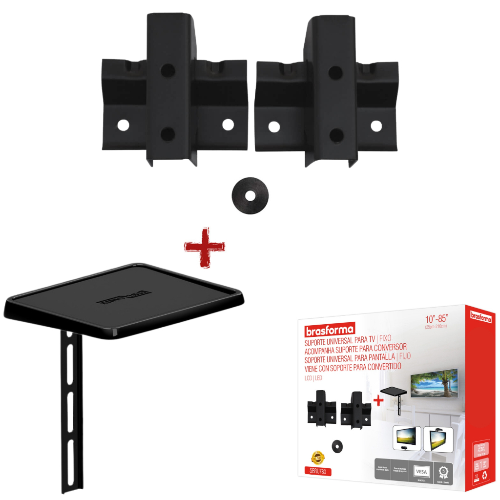 Suporte Para Tv 32 43 50 55 60 65 a 85 Polegadas Fixo Parede Universal + Suporte Receptador Tv Box