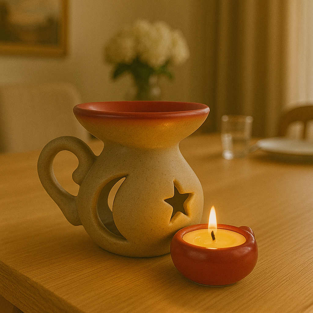 Rechaud Difusor De Aromas Aromatizador De Ambiente Cerâmica Vermelho