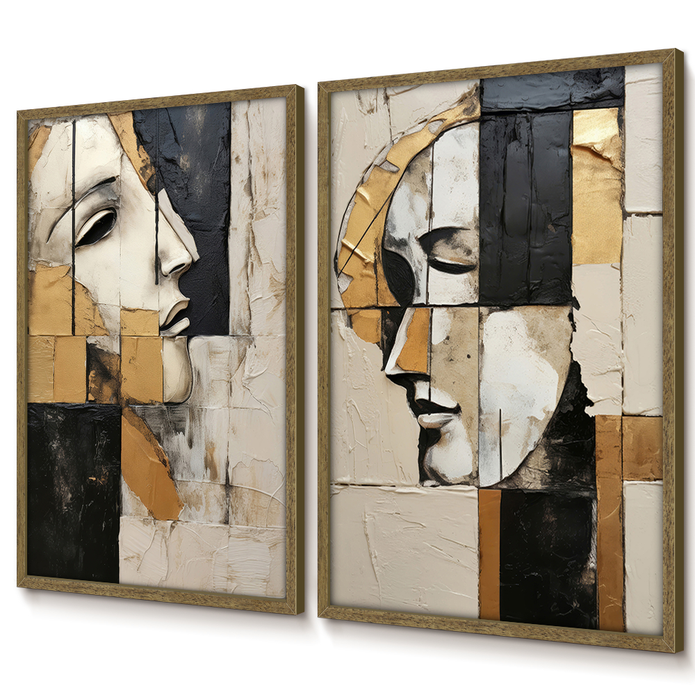 Quadro Abstrato Para Sala Quadro Decorativo Com Moldura E Vidro Quadro Decoração Quarto Duo Dourado · foto 2