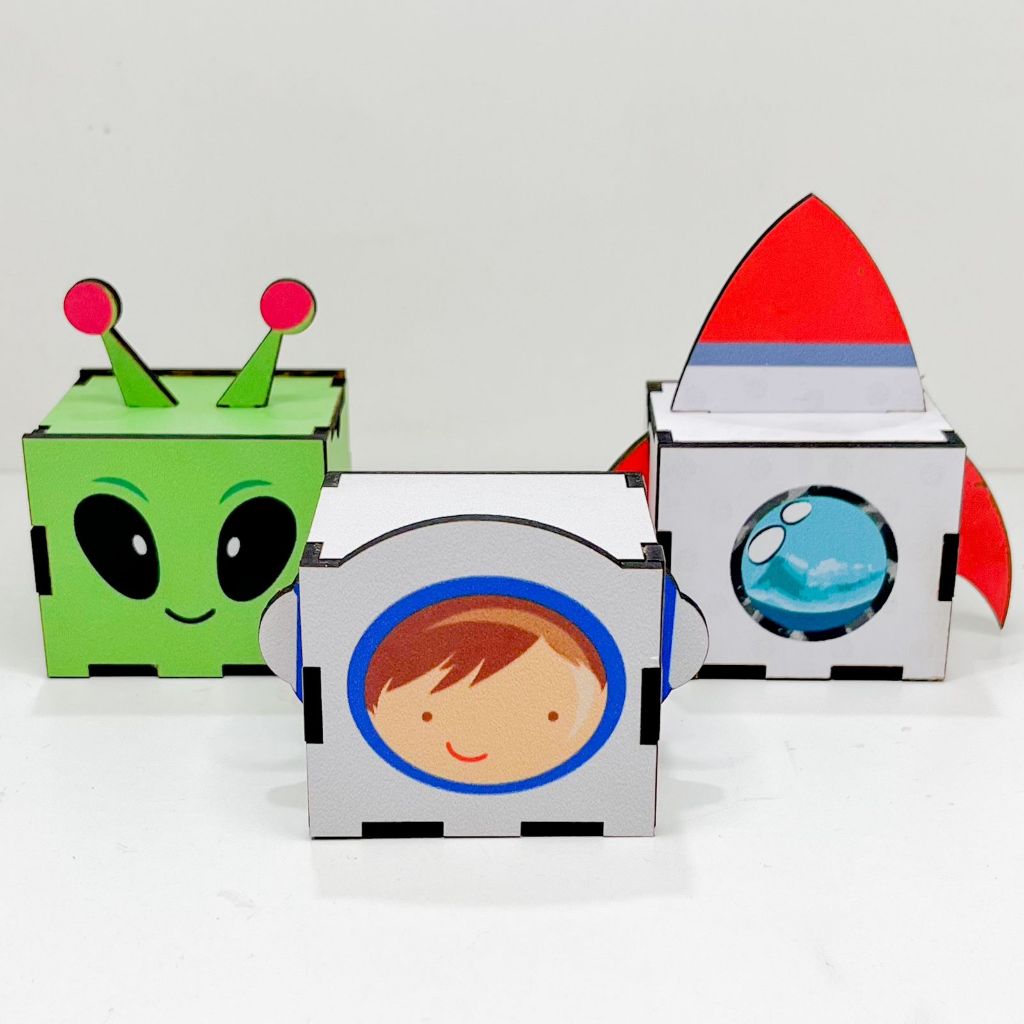 5/10/15/20PCS Mini Cubos Astronauta em MDF - Lembrancinha Porta Bombom Caixinha em Oferta na Shopee