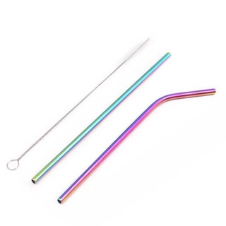 1 Kit Canudos de Metal reutilizável um 1 reto, um 1 curvo e uma 1 escova.