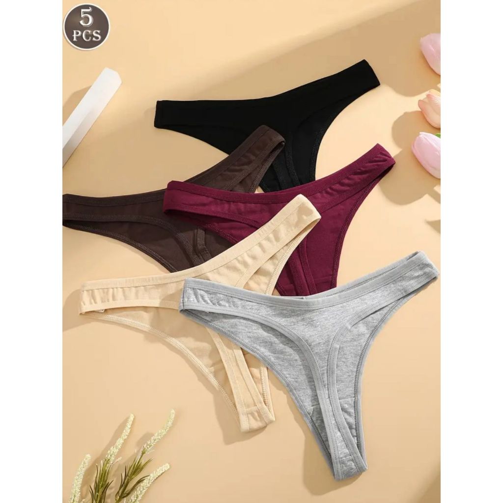 Kit Calcinhas 100% Algodão Fio Dental Clássica em Cotton Cores solidas Moda Íntima Feminina em Oferta na Shopee