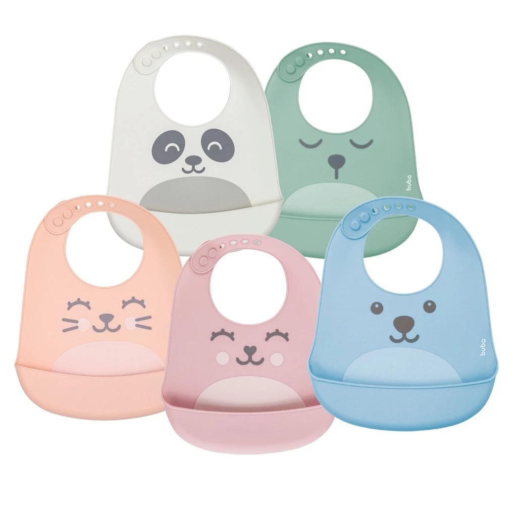 Babador De Silicone Gumy Impermeável Pega Migalha Buba Rosa Azul Verde em Oferta na Shopee