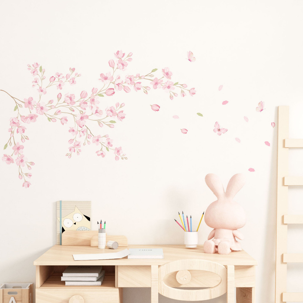 Adesivo Árvore Cerejeira Aquarela 140cm quarto de menina sakura