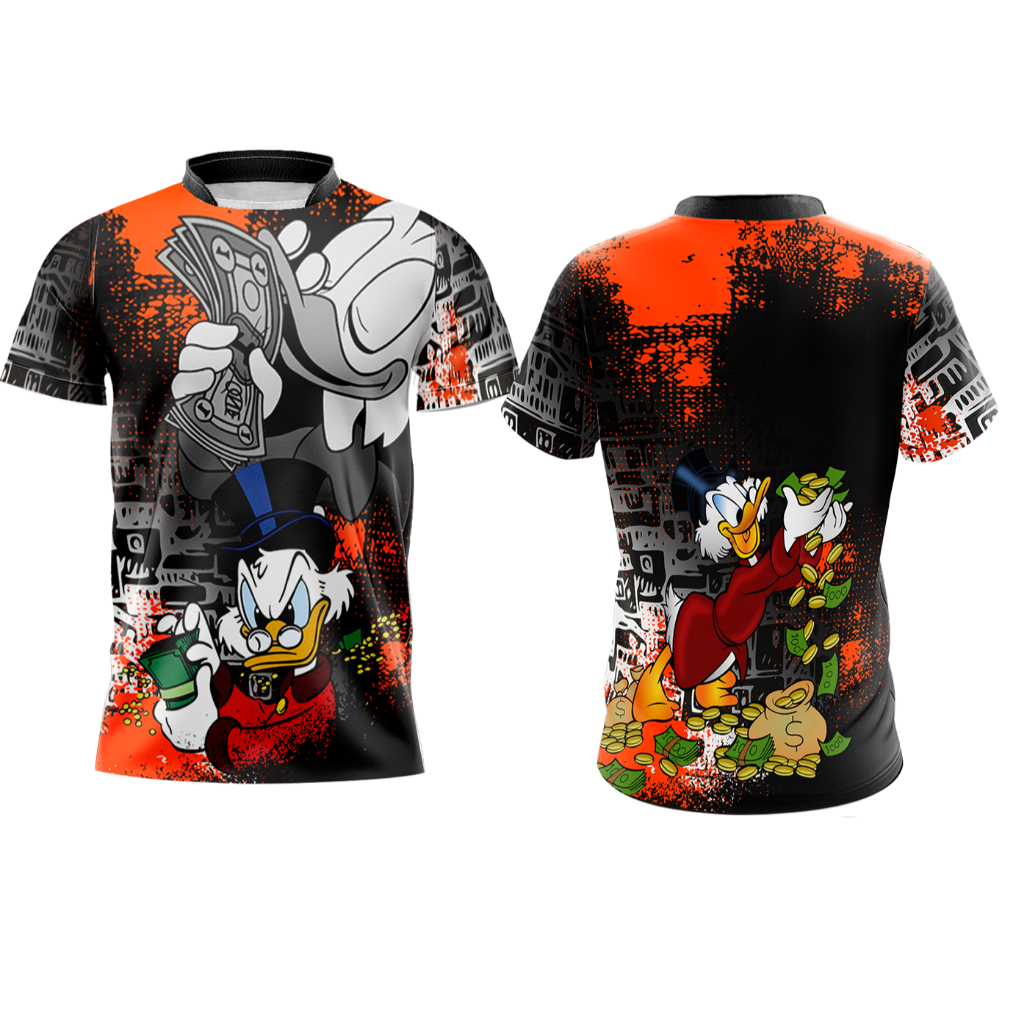 CAMISETA TIO PATINHAS PRETA E LARANJA