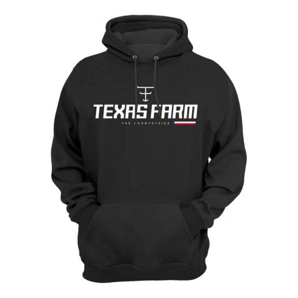 Moletom Texas Farm Blusa de Frio Casaco Bolso e Capuz Unissex Inverno Roupas Country Txc Rodeio Pbr