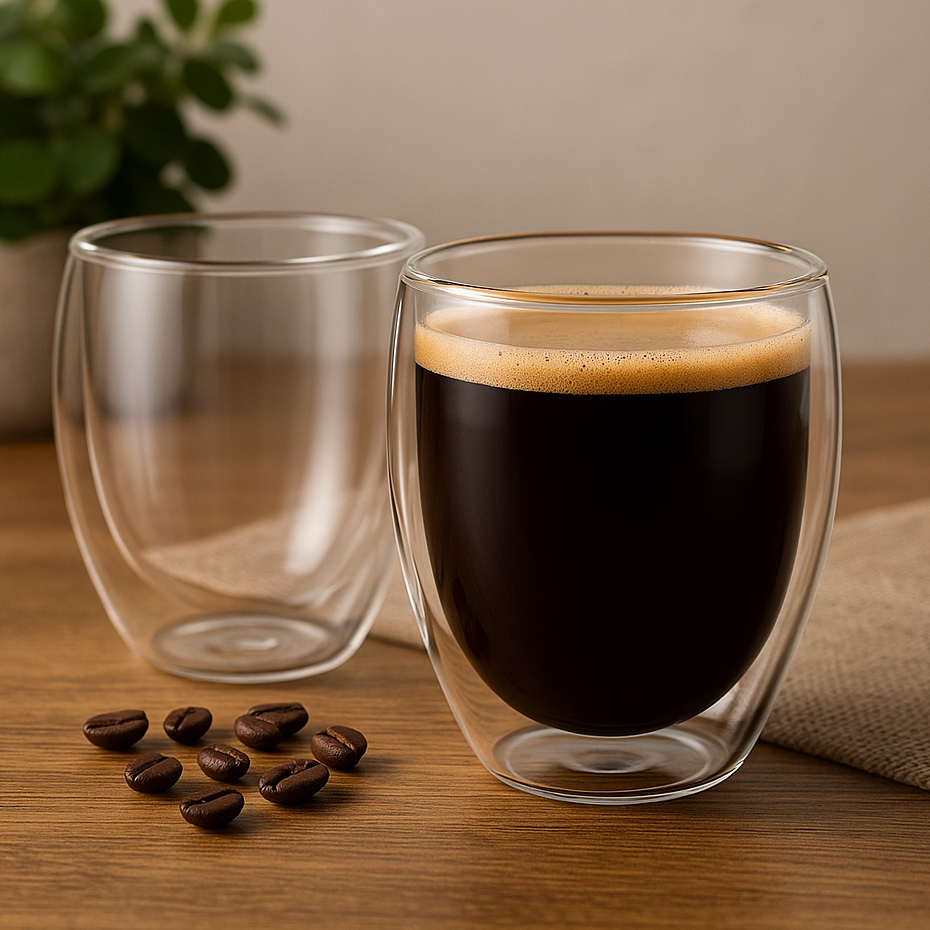 Kit Copos de Vidro com Parede Dupla 250 ML com Isolante Térmico de Café Chá em Oferta na Shopee