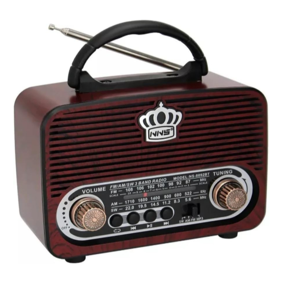 Rádio Retrô Am Fm Usb Bluetooth Recarregável Portátil - KA-3179