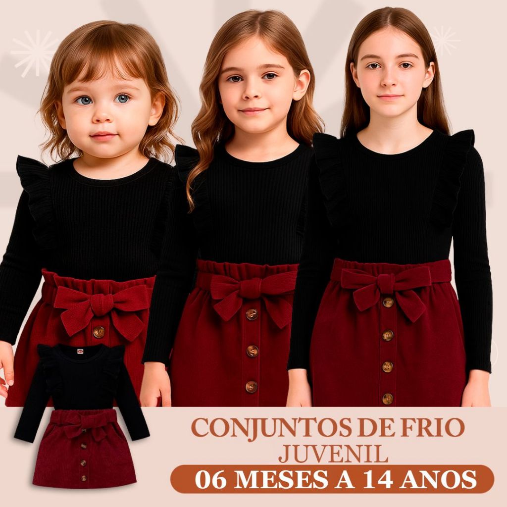 6 meses ao 14 anos Moda Feminina Infantil Inverno Infanto Juvenil Conjuntos de Frio para bebê Menina em Oferta na Shopee
