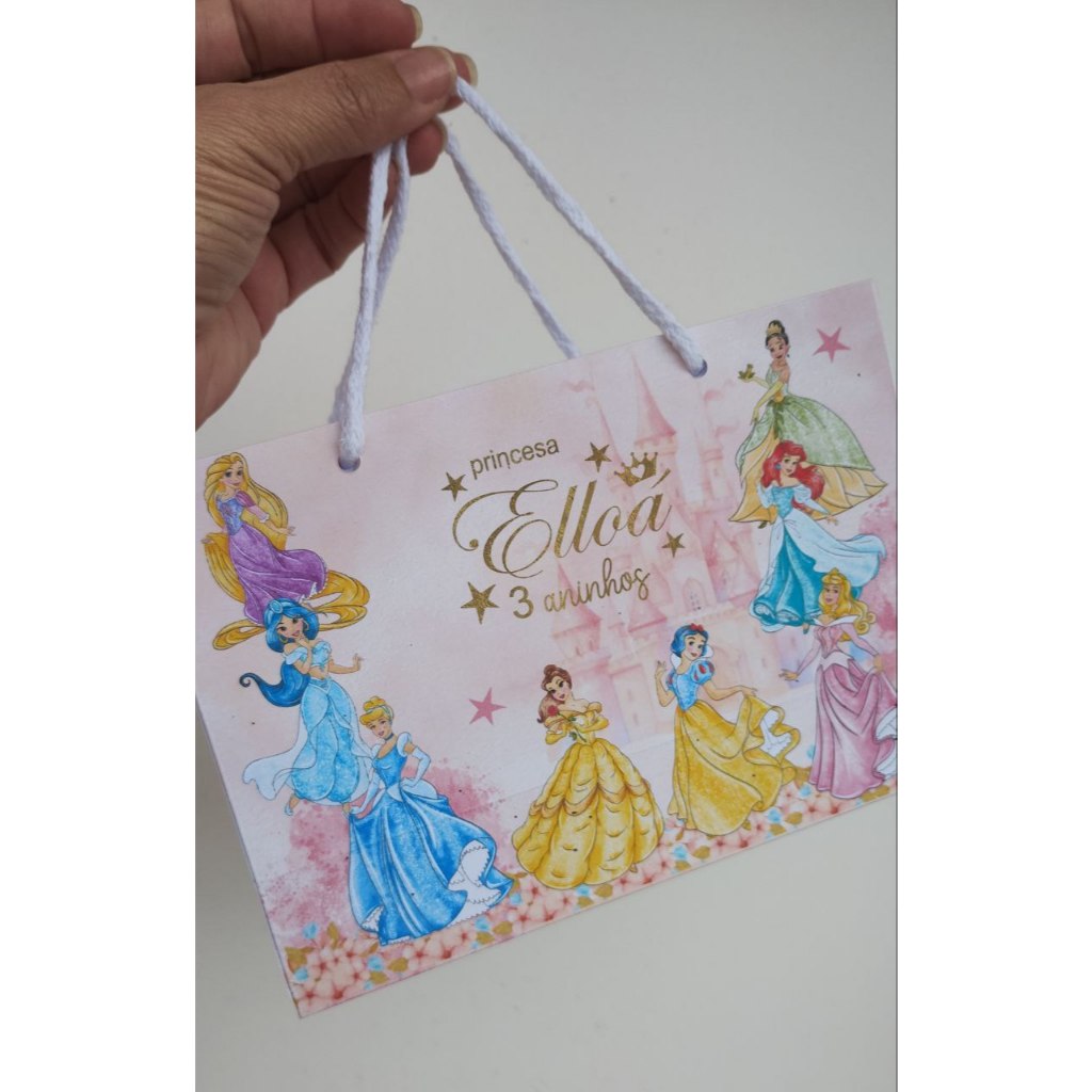 Sacolinha Princesas Disney/ Príncipes / Personalizados/Lembrancinhas/Festa infantil / surpresa/Aniversário/ Caixa sacola