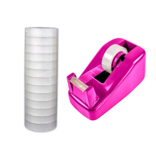 Suporte De Fita Adesiva Pequeno + 10 Fitas Transparente Dispensador De Mesa em Oferta na Shopee