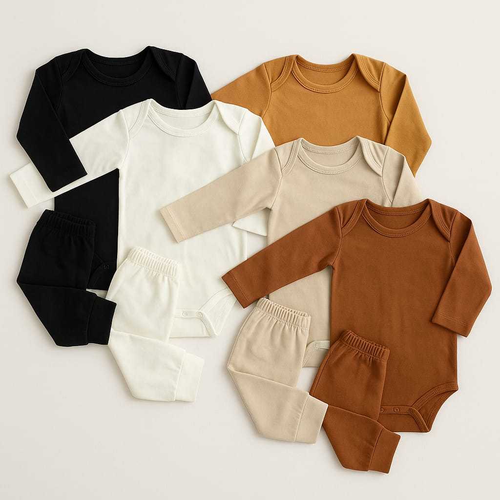 Conjunto Bebê Neutro – Body Manga Longa e Calça - 100% Algodão Roupa de Bebê.