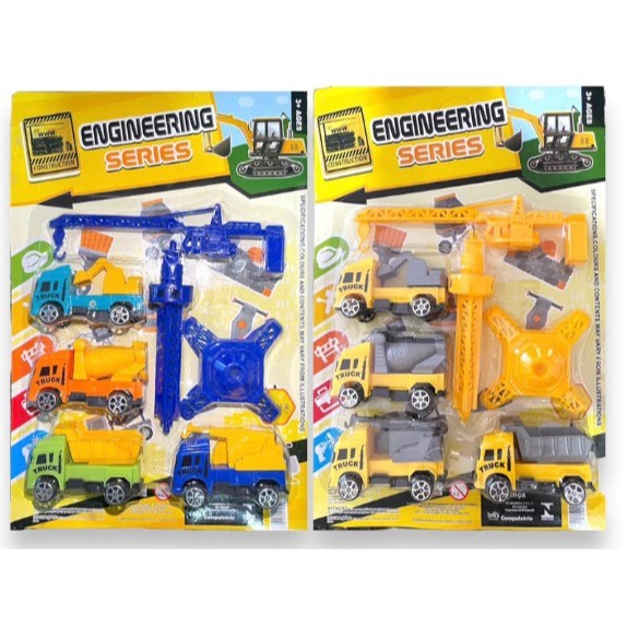 KIT conjunto construção carrinhos de construção torre guindaste 4 carrinhos mais torre
