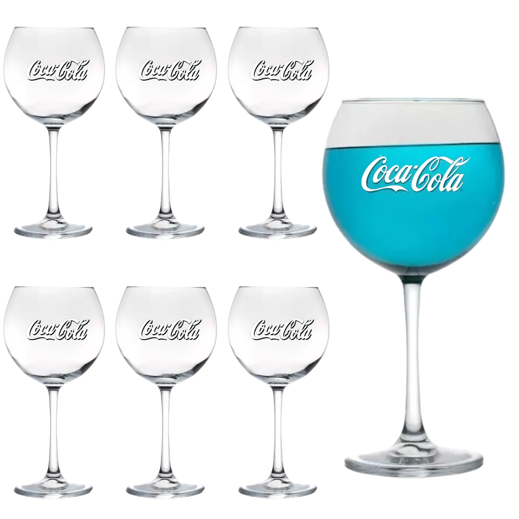 Taça em Vidro Vinho Gin Coquetel Personalizada 615 Ml Coca-Cola Resistente e Alta Qualidade