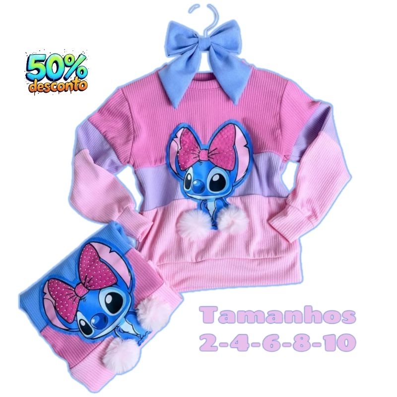 Blusa Infantil de Frio Menina Stitch Moda Blogleirinha Inverno em Oferta na Shopee