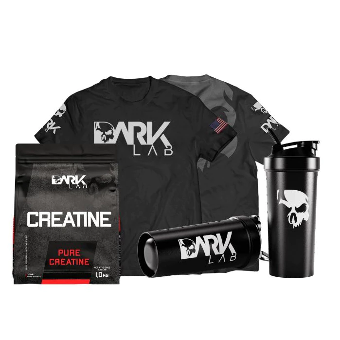 Kit Creatina Monohidratada Pura 1KG + Camiseta Caveira Dry-Fit 2.0 + Coqueteleira Fuse 700 ML- Dark lab — imagem 1