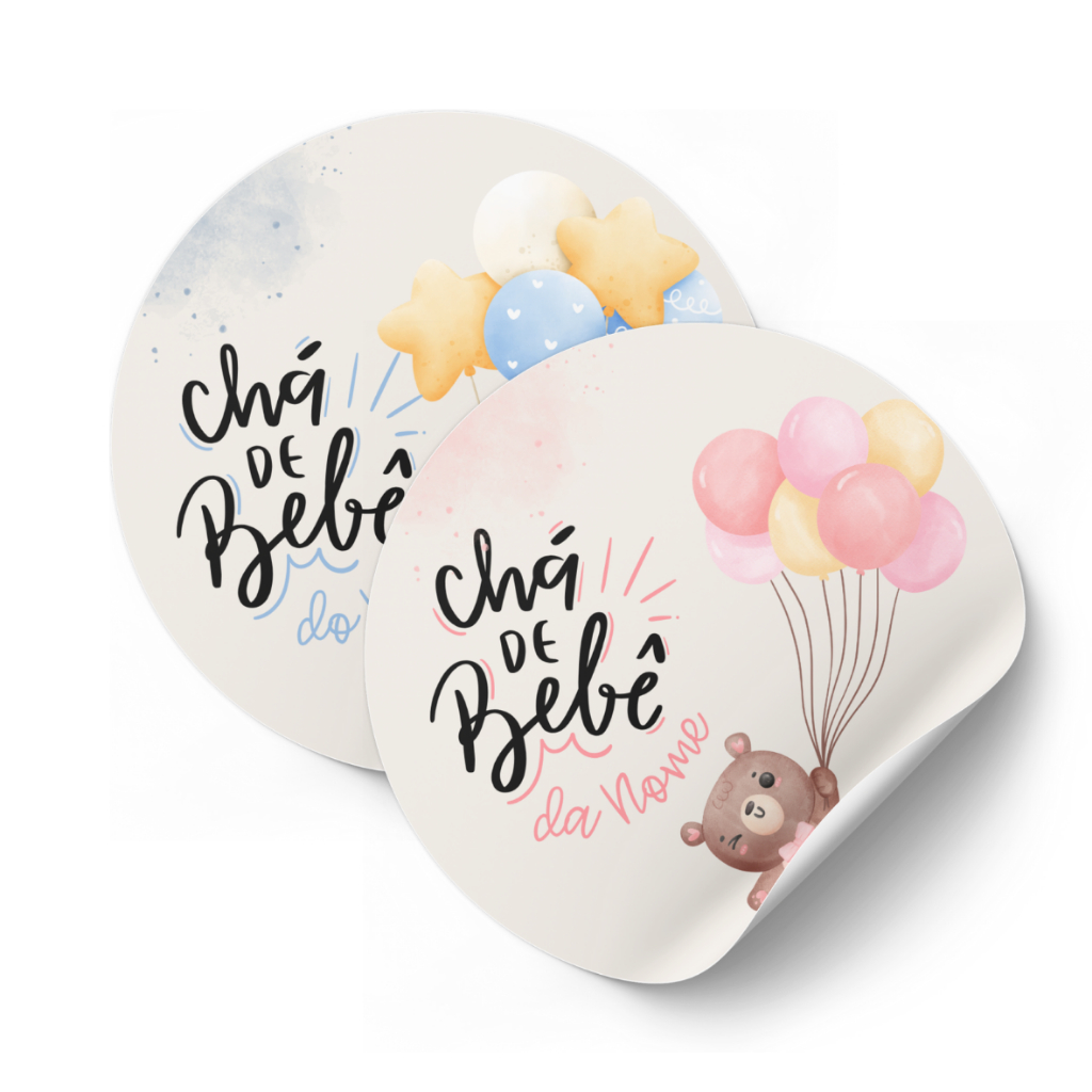 100 ADESIVOS DE CHÁ DE BEBÊ - PERSONALIZADO COM NOME - Lembrancinhas, Aniversário, Chá Revelação