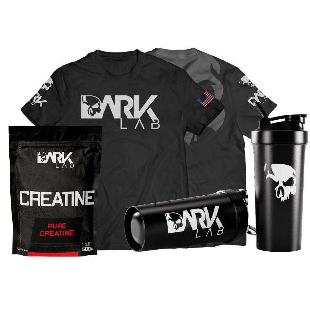 Kit Creatina Monohidratada Pura 500g + Camiseta Caveira Dry-Fit 2.0 + Coqueteleira Fuse 700 ML- Dark lab - Sports & Outdoors