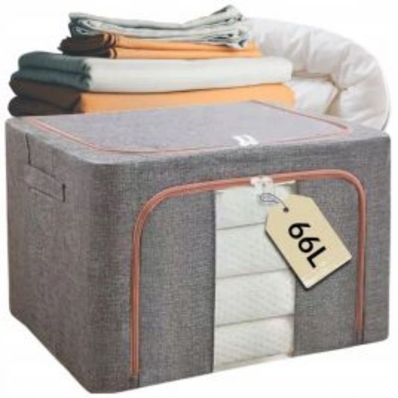 Caixa Multiuso Organizadora de Guarda Roupa Com Zíper Rígida Organizadora para Lençois Roupa de Cama