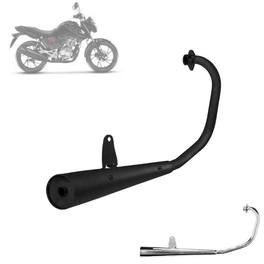 Escapamento Escape Gemoto Mini Ml 1 Abafador Com Suporte Protetor Titan 160 / Fan 160 2016 Até 2022