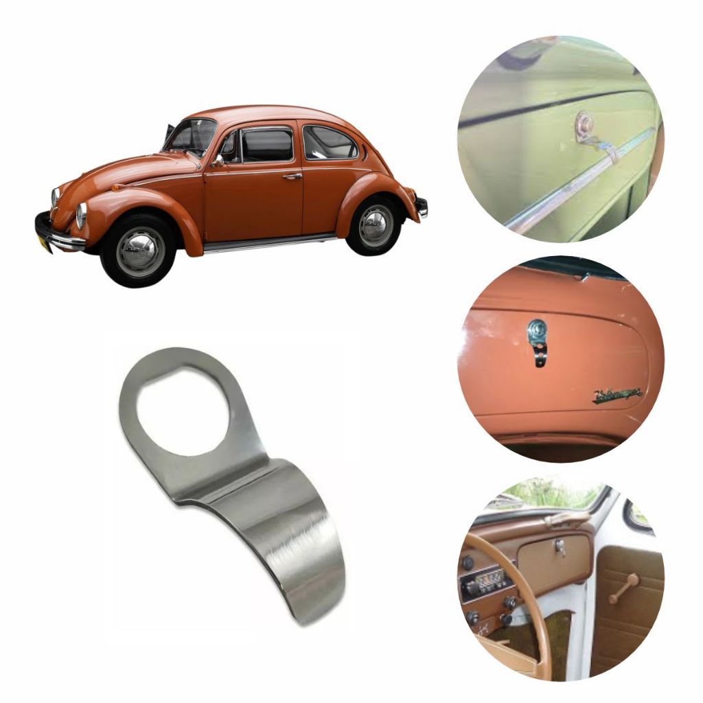 Alça Puxador Porta Luvas Vw Fusca 70, Fusca Oval, Kg, Inox Lisa