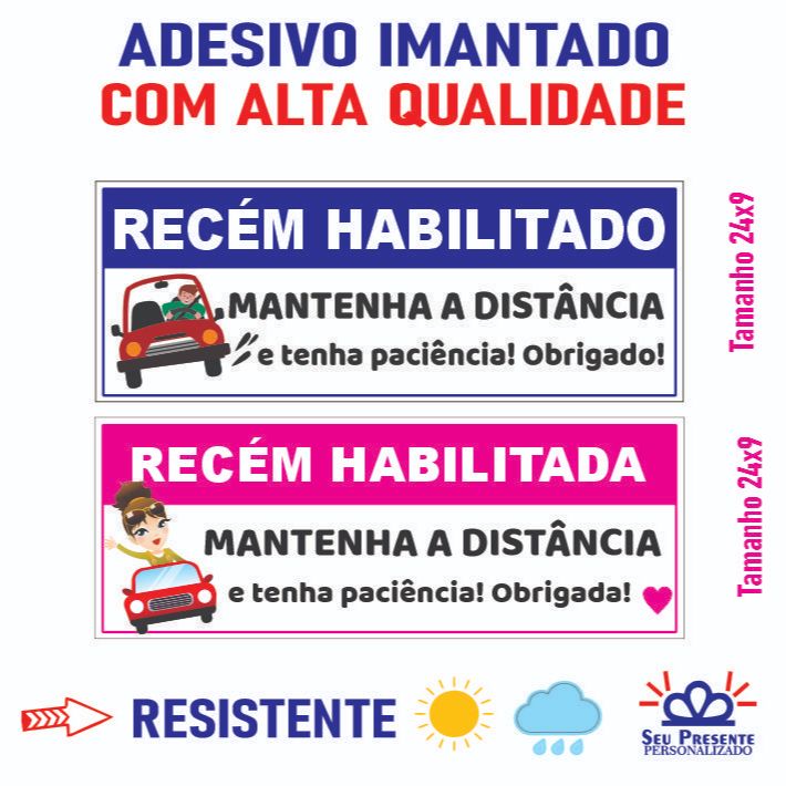 Adesivo Imantado  Novo Habilitada ou Habilitado Dirigindo em Oferta na Shopee