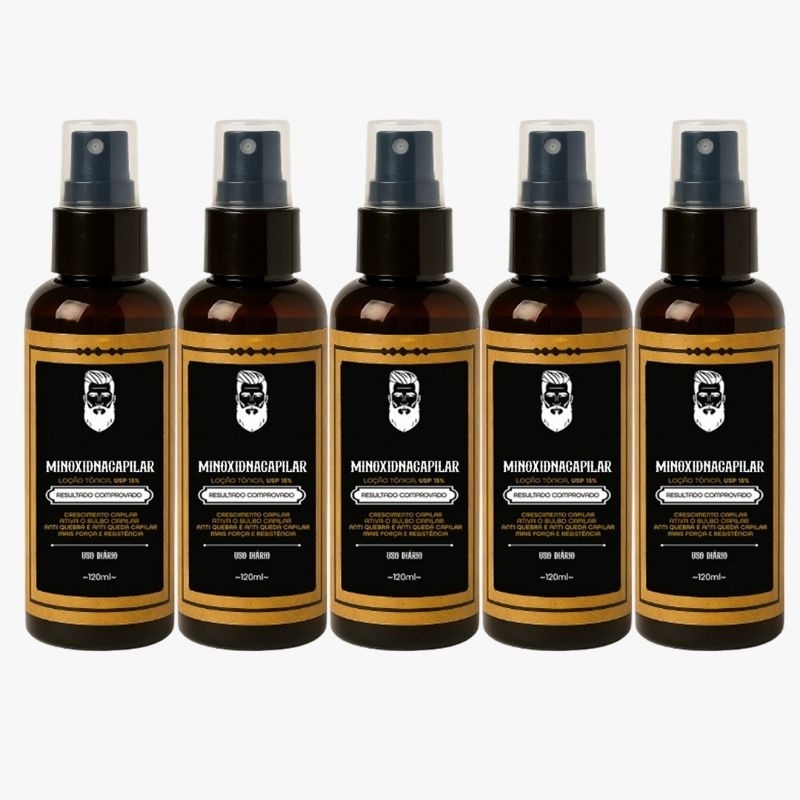 kit 5 Pro Barber MinoxDNACapilar Spray 120ml Crescimento Barba Cabelo Rápido Envio Imediato