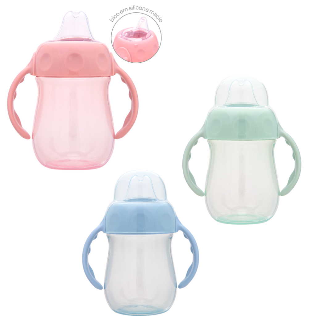Copo para Bebe de Treinamento Anti vazamento com Alça Bico em Silicone Buba